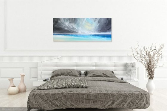 Seascape, Let the Light Shine In - Panoramic, XL, Modern Art Office Decor Home