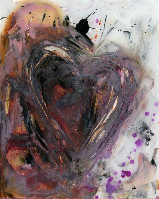 Songs Of The Heart 4 - Framed Mixed Media Abstract Heart painting by Kathy Morton Stanion