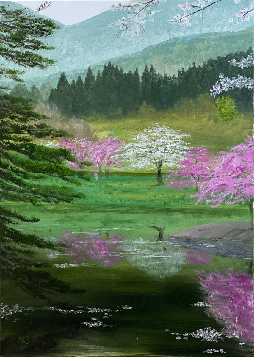 Spring in Japan, 50 ? 70 cm, oil on canvas by Marina Zotova