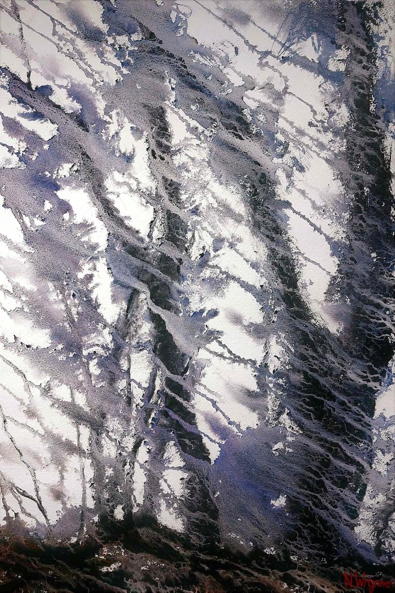 Expressive Abstract Watercolour By Neil Wrynne, 15 X 22", Living Breath, Original Artwork