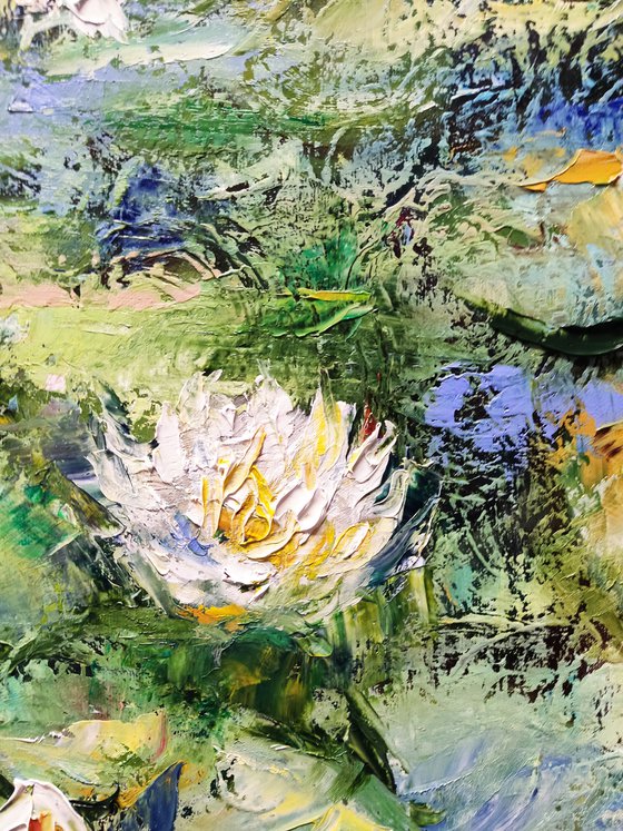 Morning Water Lily- Impasto Painting