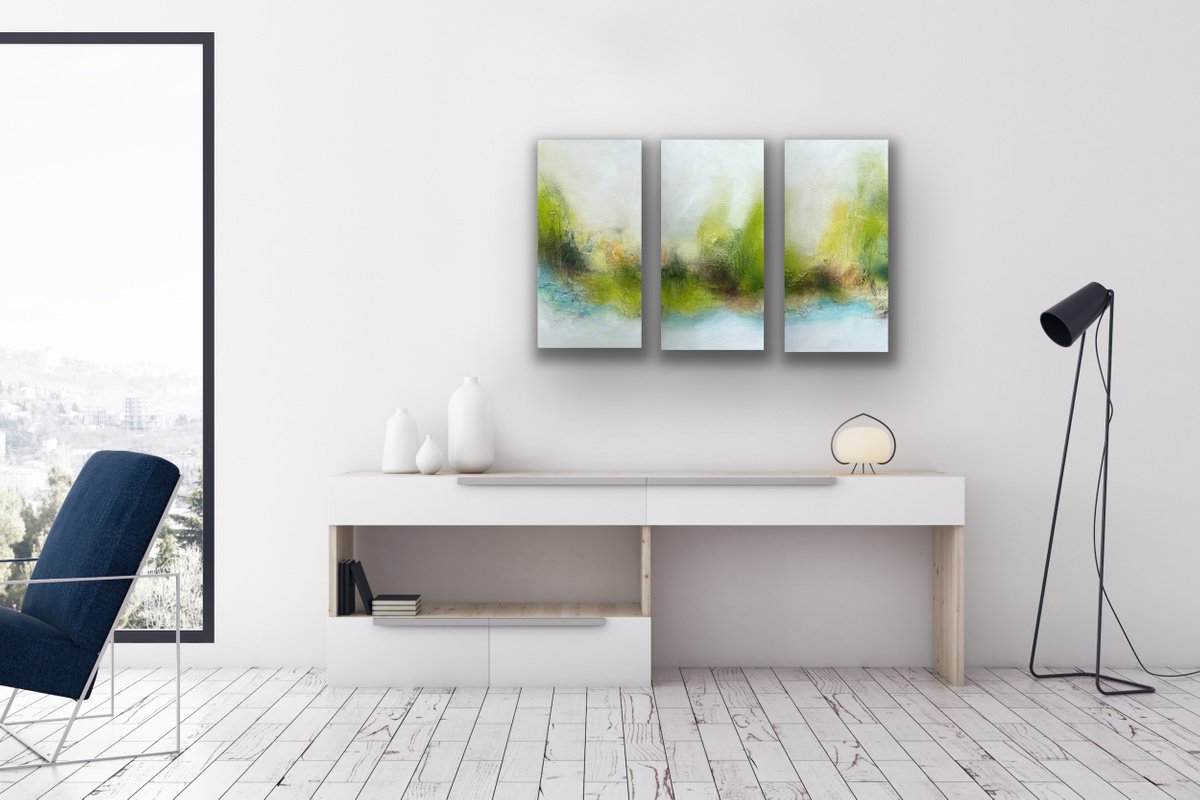 Mother Nature #20 I triptych I natural abstract artwork I ready to hang I 2021 by Kirsten Schankweiler