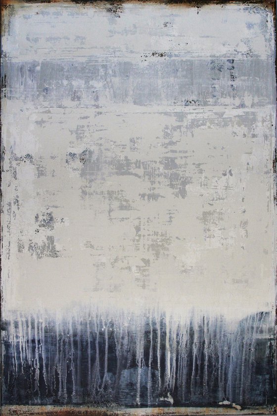 UNSPOKEN WORDS - 120 X 80 CMS - ABSTRACT PAINTING TEXTURED * WHITE * BROWN BLUE