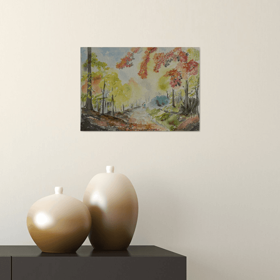 Autumn in Chilterns, watercolor, gift