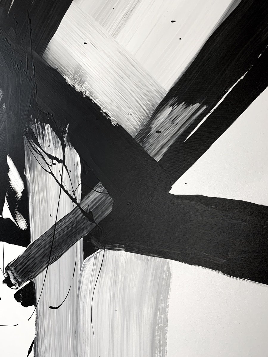 Abstract Acrylic Painting By Rosi Roys, 39 X 51", Black 76X, Original Artwork