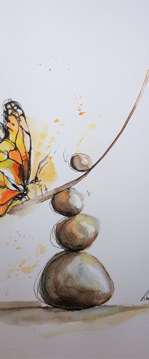 Zen with butterfly. Fragile moment by Simon Tünde