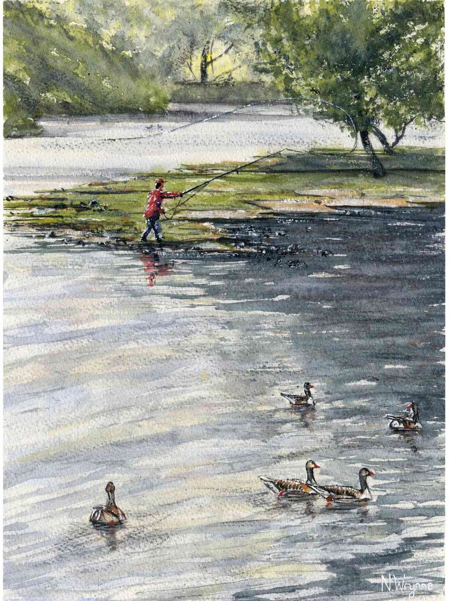 Impressionistic Landscape Watercolour By Neil Wrynne, 11 X 15", A Long Cast, Original Artwork