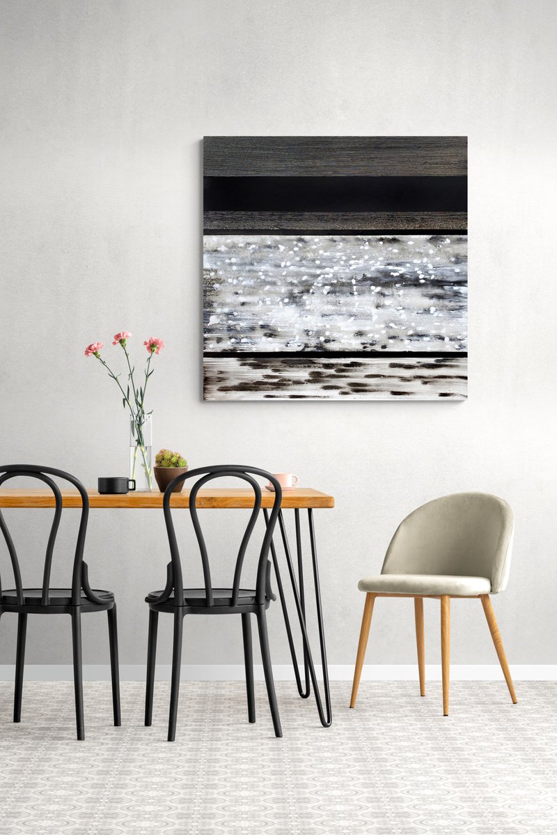 Abstract Acrylic Painting By Cristina Dalla Valentina, 39 X 39, Blurry Times /4, Original Artwork