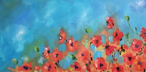 "Poppies in the Wind" - Flowers - Abstract - Peace