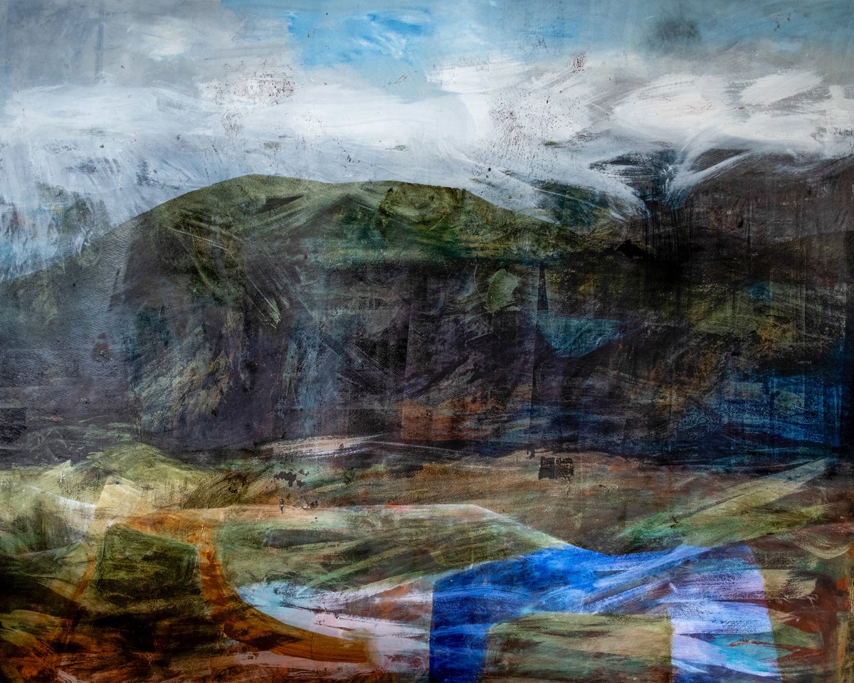 Abstract Landscape Oil Painting By Elizabeth Anne Fox, 60 X 48, Dark River 2, Original Artwork