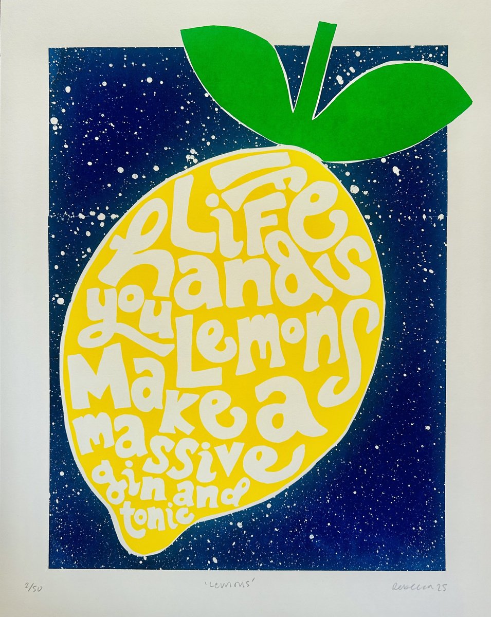 Typographic Screenprint , If Life Hands You Lemons By Becky Hobden, 16 X 20, Artwork For Sale On Artfinder