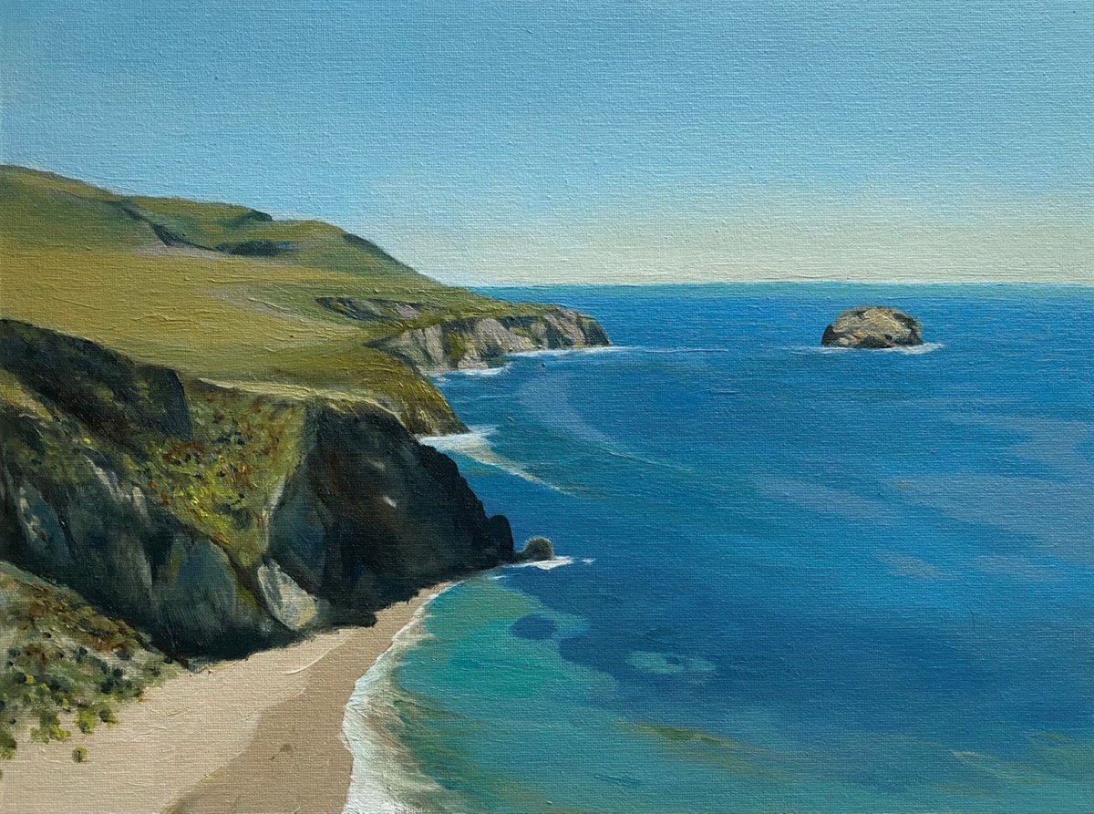 Impressionistic Landscape Oil Painting By Bohdan Vykhrenko, 16 X 12, By The Sea, Original Artwork