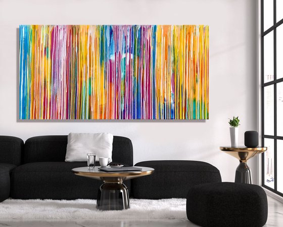 A Way of Life - LARGE,  STRIPED, MODERN, ABSTRACT ART – EXPRESSIONS OF ENERGY AND LIGHT. READY TO HANG!