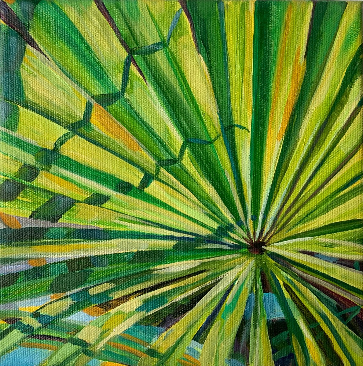 Impressionistic Giclee Print , Green Leaf Of Palm By Momalyu, 16 X 16, Artwork For Sale On Artfinder