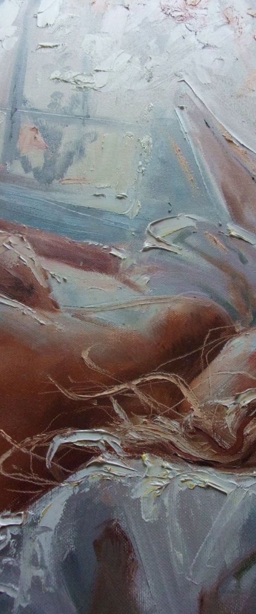 " WINTER MORNING " - original oil painting on canvas, palette knife by Monika Luniak