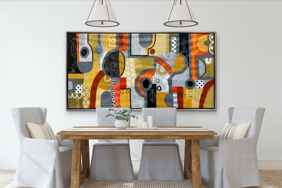 Organic Abstract Acrylic Painting By Rashna Hackett, 72 X 38", Abundance Ii, Original Artwork