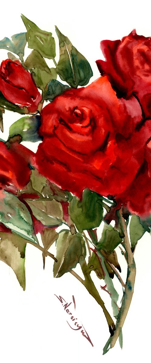 Dark Red Roses by Suren Nersisyan