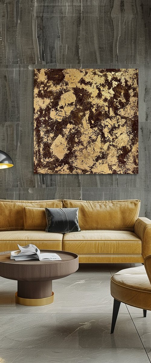 Hand-painted Yellow Star 80x80x4 cm by Exclusive Arts