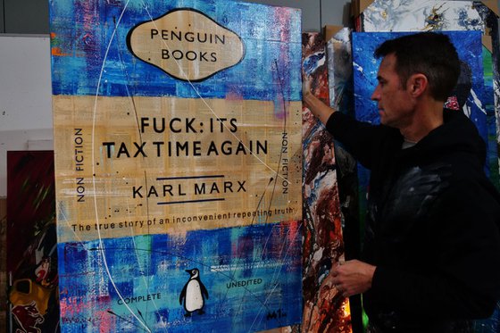 Taxing Times 140cm x 100cm Funny Tax Book Page Urban Pop Art