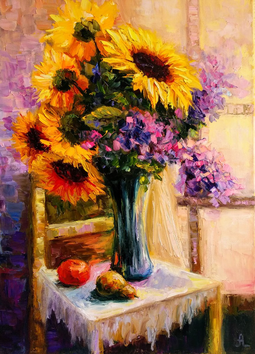 Sunflowers yellow Bouquet by Anastasia Art Line