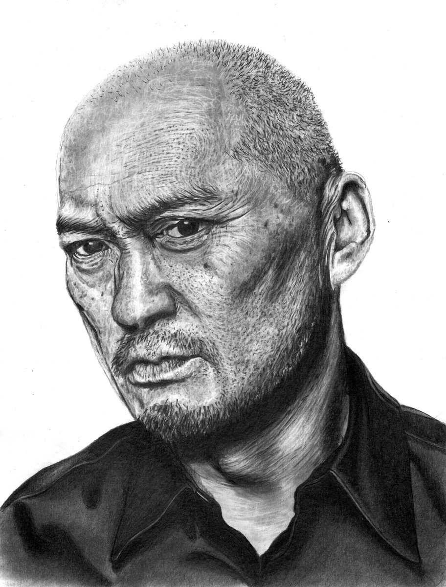 Photorealistic Portrait Pencil Drawing By Paul Stowe, 11 X 14", Ken Watanabe, Original Artwork