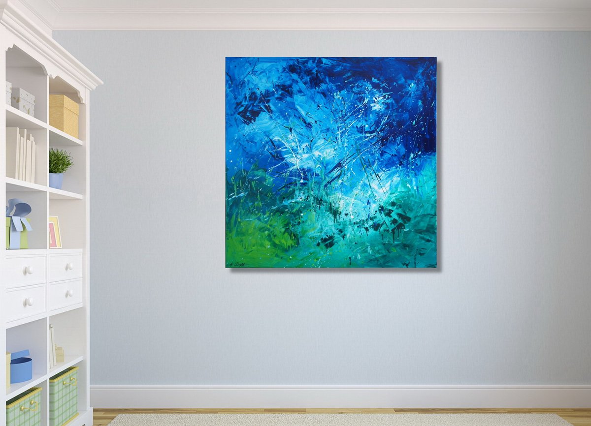 Big Sky Falling II (120 x 120cm) XXXL oil (48 x 48 inches) by Ansgar Dressler
