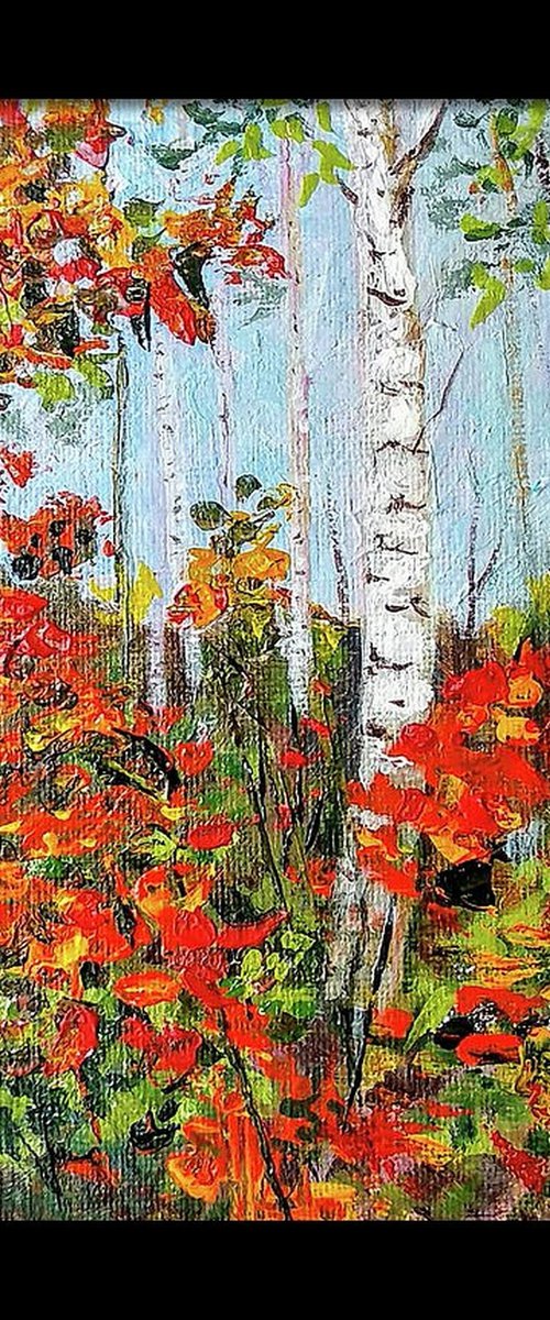 Aspen trees and Autumn Miniature landscape by Asha Shenoy