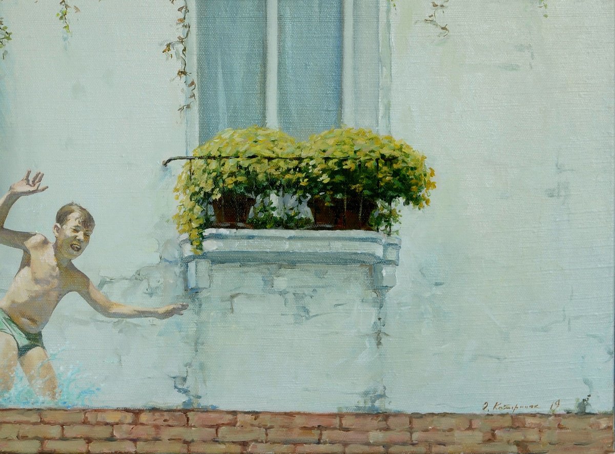 Urban And Pop Cityscapes Giclee Print By Oleg Kateryniuk, 28 X 20", Big Water Venice, Original Artwork