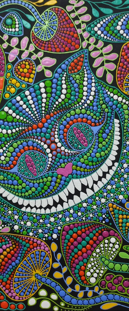 Cheshire cat with mushrooms by Oxana Lazari