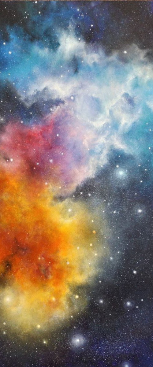 Fire & Ice - Space Painting, Astro Art by Lisa Price