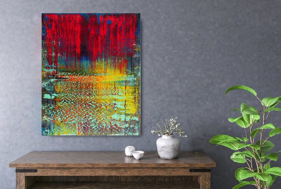 50x40 cm  Red Abstract Painting Original Oil Painting Canvas Art