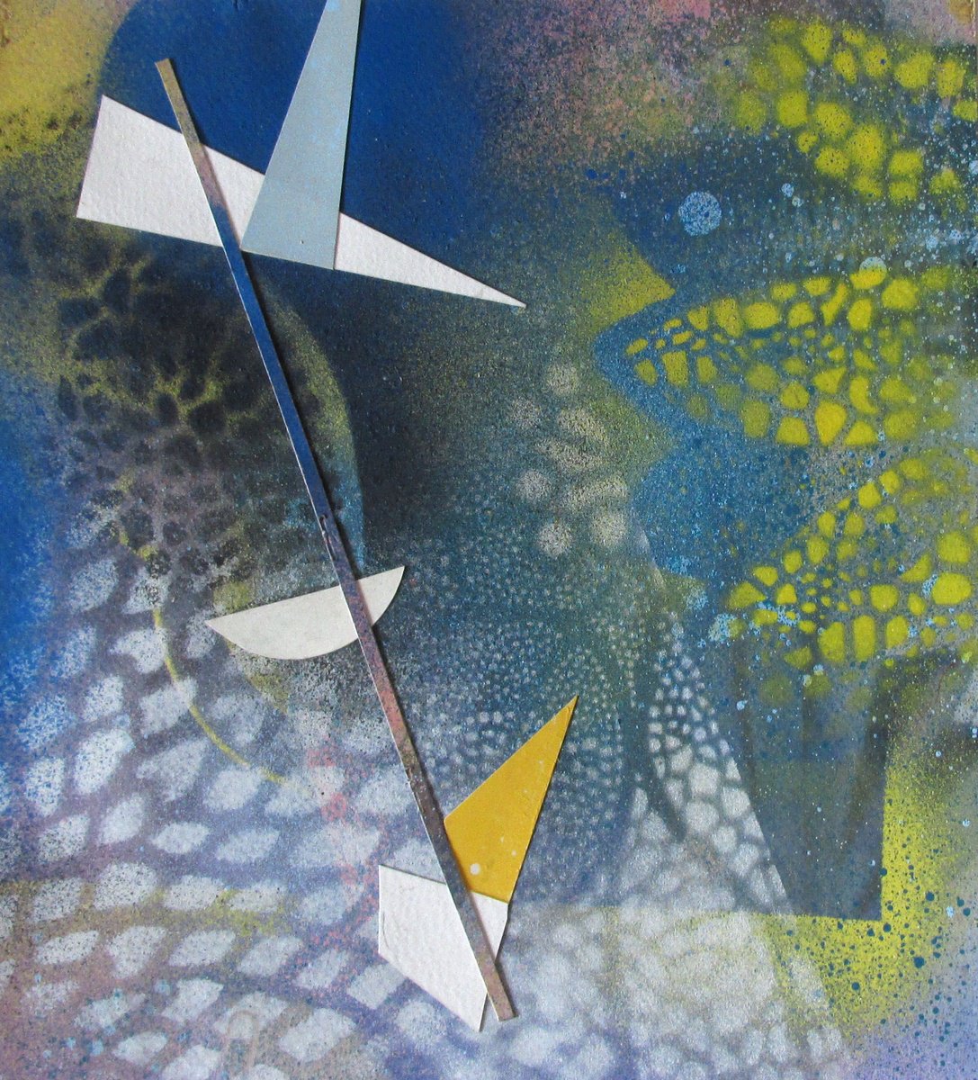 Geometric Abstract Collage By Alfred Ng, 10 X 11, Abstract Collage #28, Original Artwork