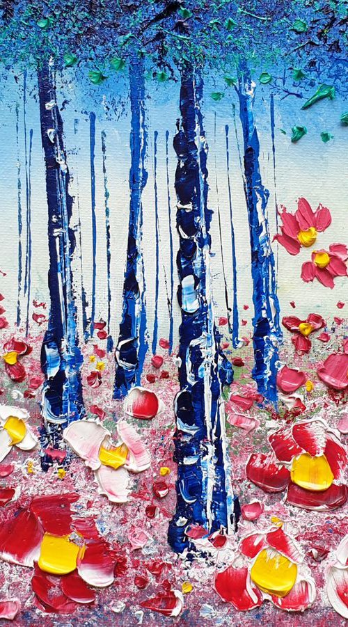 "Deep Red Forest & Flowers in Love" by Phil Broad