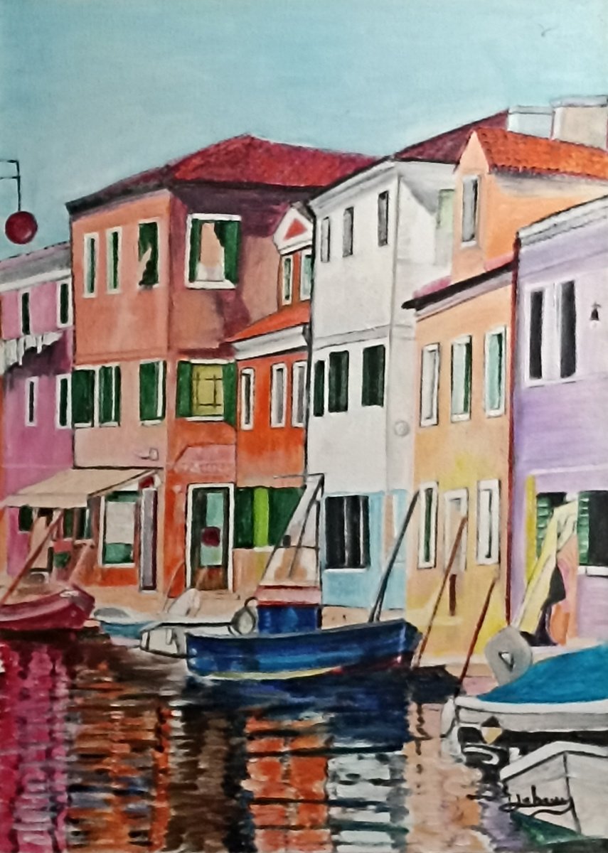 Impressionistic Cityscapes Oil Painting By Isabelle Lucas, 13 X 18, Venice 1, Original Artwork