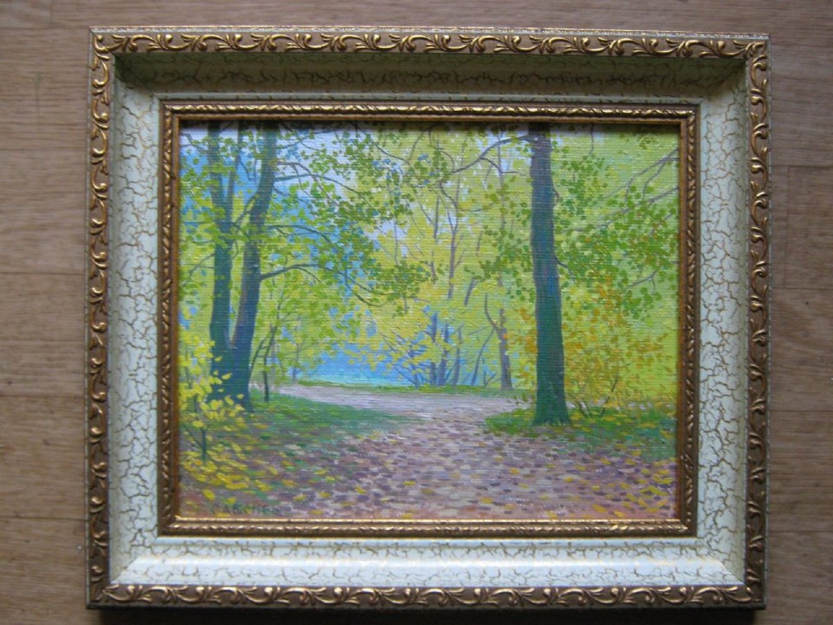 Impressionistic Landscape Oil Painting By Valeriy Savenets-1, 10 X 10", A Park, Original Artwork