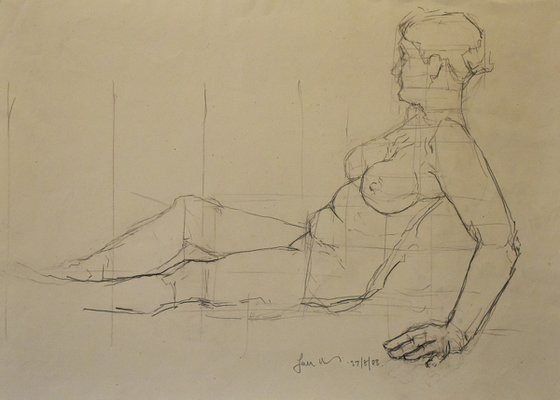 STUDY OF A FEMALE NUDE - LIFE DRAWING NO 616