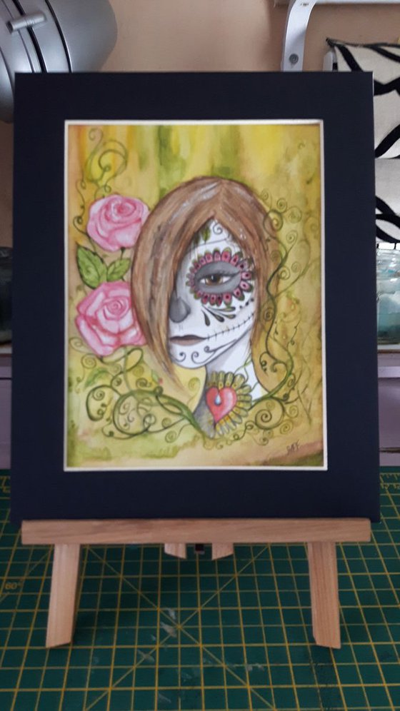 Candy Skull Girl and Roses