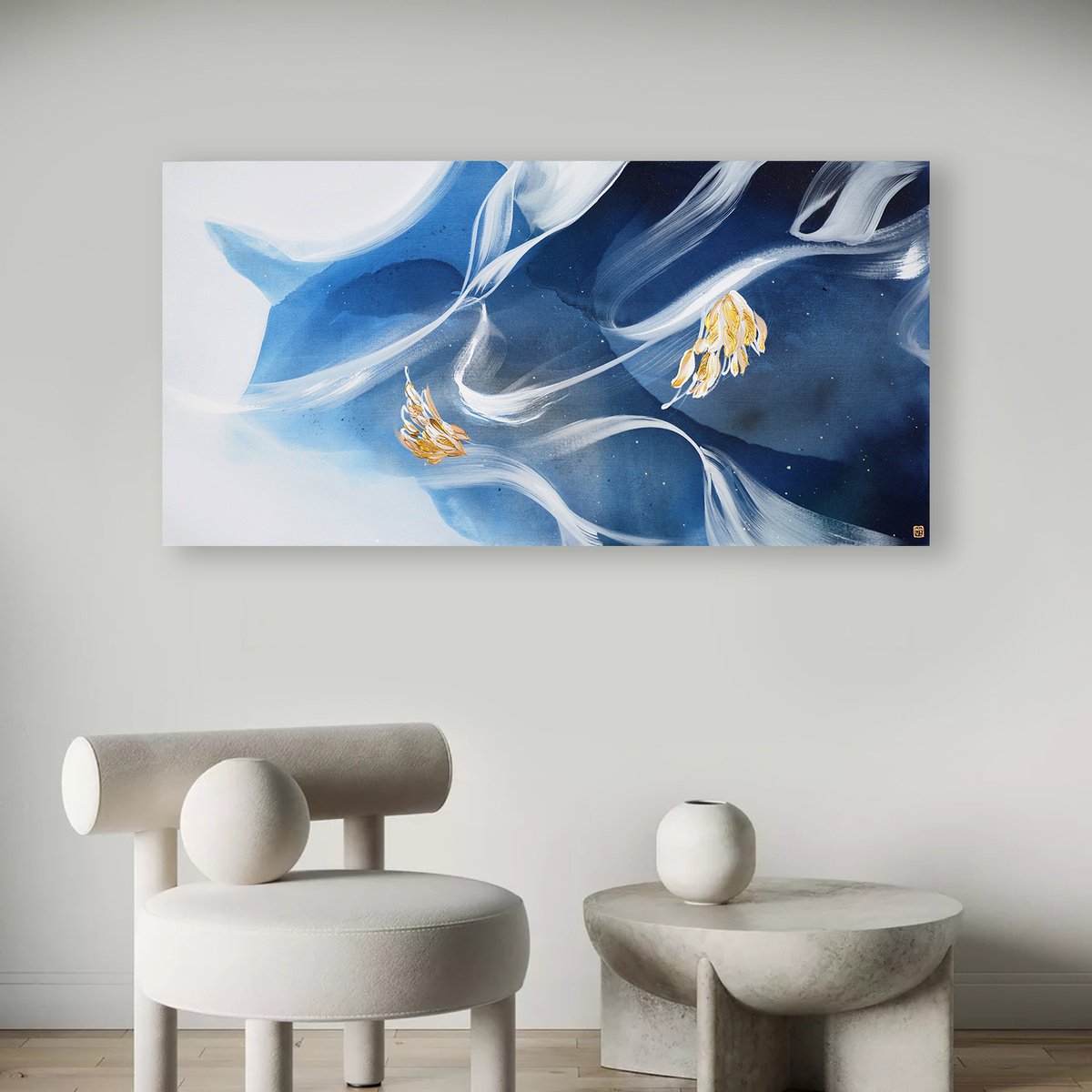 Abstract Acrylic Painting By Novi Lim, 48 X 24", Angel Iii, Original Artwork