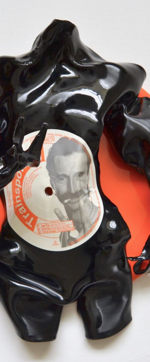 Trainspotting Irvine Welsh Scotland Vinyl Music Record Sculpture Black & Orange Underworld by Seona Mason