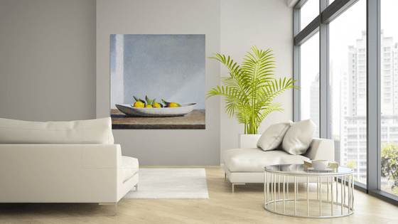 Yellow Family 48x48 in 122x122 cm modern impressionistic still life by Bo Kravchenko