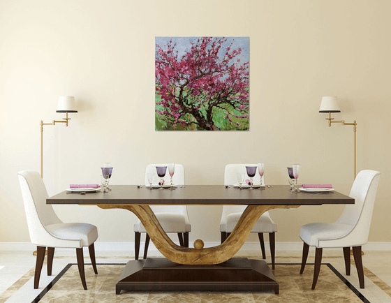 Flowering peach tree