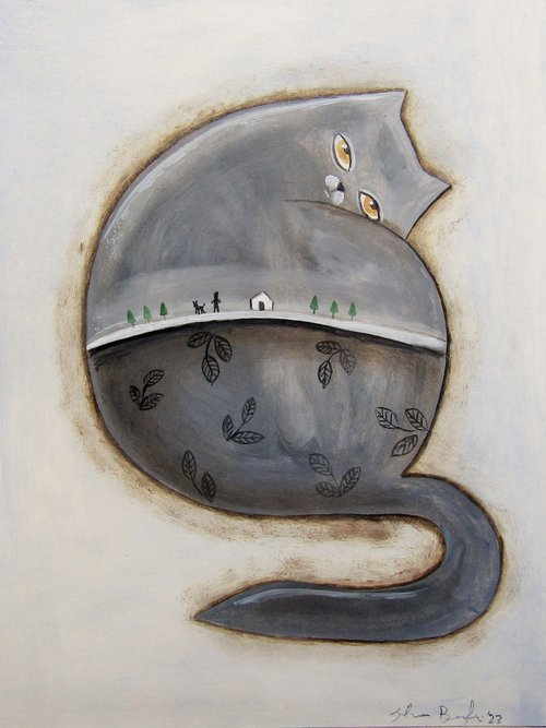 The family cat in grey by Silvia Beneforti