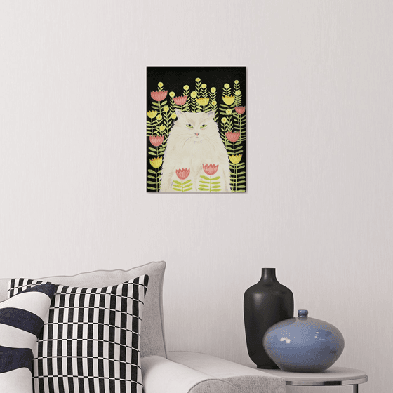 Persian cat in summer garden