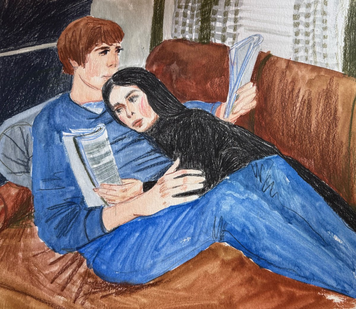 Impressionistic Portrait Painting By Anastasia Mazur-Skrobova, 13 X 10, Love Story, Original Artwork