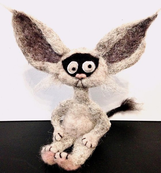 Mr Grey, felted wool cat, Les Loufoques series