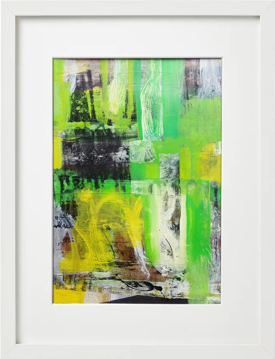 Greening- Framed ready to hang original abstract by Carolynne Coulson