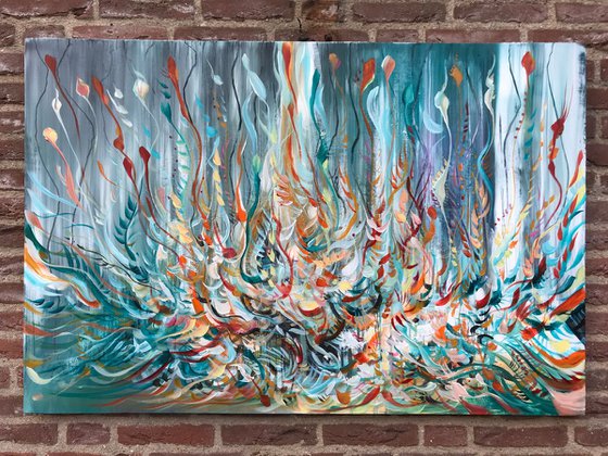 " Jungle"  , 32x48inches// abstract painting // original painting // large painting