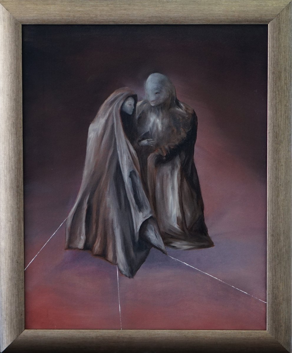 Expressive Portrait Oil Painting By Przemek Kret, 18 X 22", Alchemical Marriage, Original Artwork