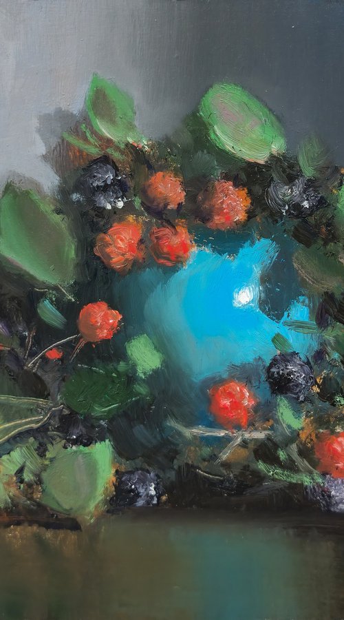 Blackberries and Turquoise Pot by Pascal Giroud