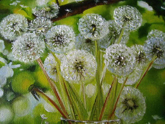 Dandelion Seeds and Flowering Garden